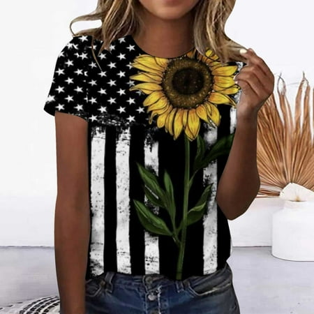 

SELONE Patriotic Scrub Tops American Flag Scrub Tops Fashion Casual Solid Round Neck Short Sleeve with Pocketss Loose T Shirt Pullover Tops Perfect for Any Independence Day Celebration Blue M