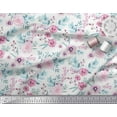 thumbnail image 3 of Soimoi White Rayon Crepe Fabric Anemone & Pink Flower Floral Print Sewing Fabric Yard 46 Inch Wide, 3 of 3