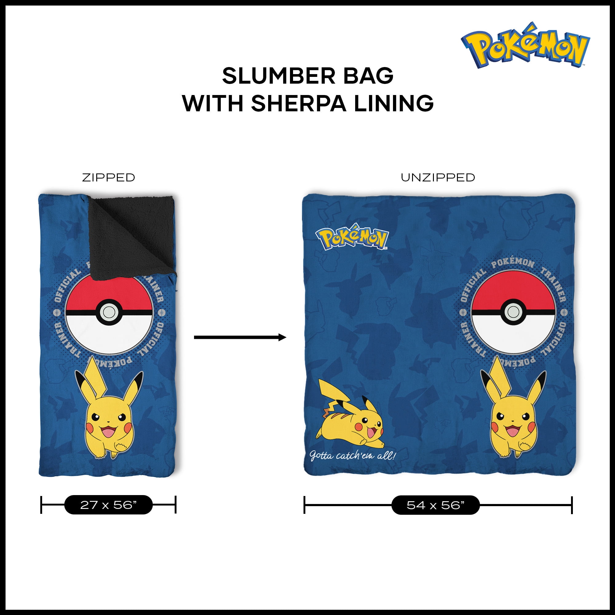 Pokemon Training Center Silk Touch Sherpa Sleeping Bag