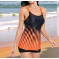 thumbnail image 5 of Womens 2025 Tankini Swimsuits Tummy Control Flowy Swimwear Two Piece Bathing Suits Swim Tank Top with Boyshorts Orange Color XL, 5 of 9