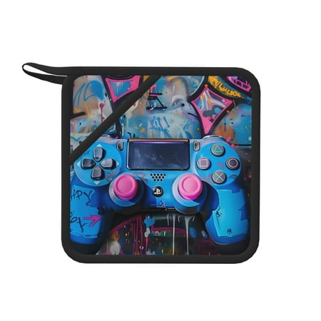 

Sikiie Street Art Gamepad Design Pot Holders Kitchen Insulation Mats Heat Resistant Pot-Holder Oven Anti-Scald Pads for Cooking Baking 7.1*7.1inch