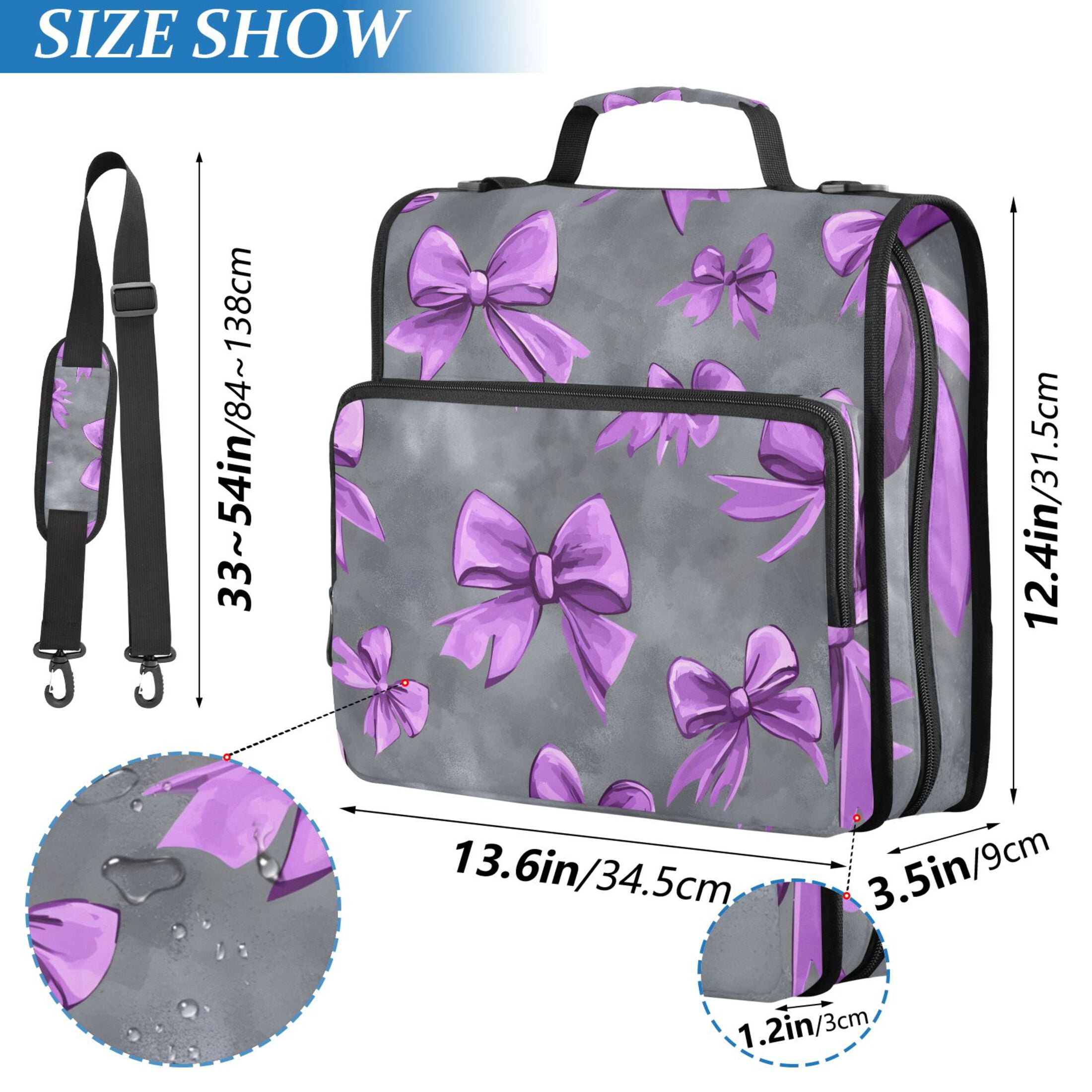 ALAZA Zipper Binder Bows on Grey 3 Ring Trapper Keeper File Folder Organizer Bag