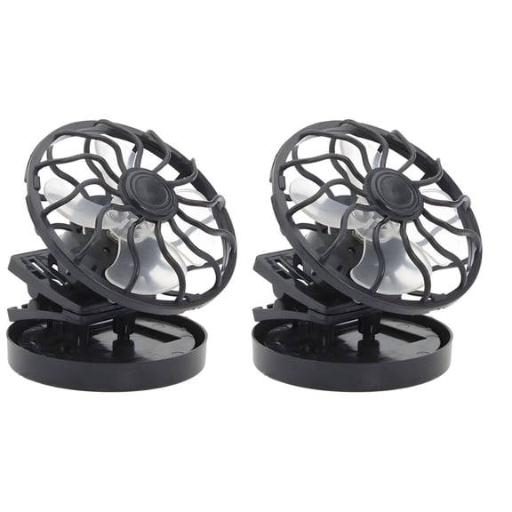 2pack Clip-on Cap Mini Solar Powered Fan for Camping Fishing Portable Handsfree