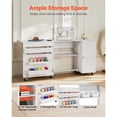 thumbnail image 2 of Compact Sewing Table with Storage Cabinet, Rolling Craft Station, Magnetic Door, and Side Desk for Home Use, White, 2 of 12
