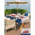 thumbnail image 6 of 52x70 Inch Outdoor Tablecloth with Umbrella Hole Zipper Rectangle Independence Day Rectangular Tablecloths Outside Waterproof 4th of July Red Truck Flag Wooden Patio Table Cover for Picnic Party, 6 of 8