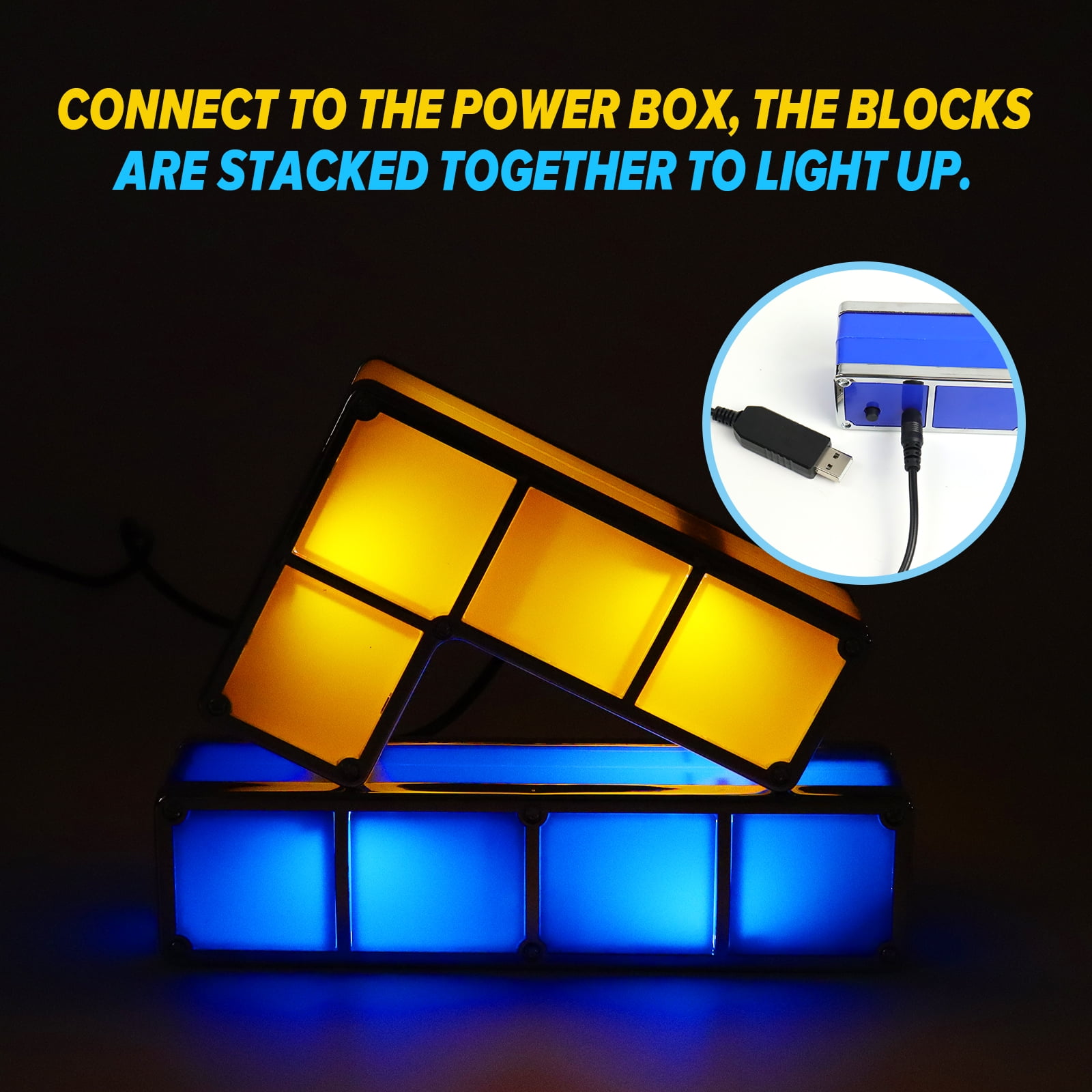 LOSCHEN DIY Stackable 3D Puzzle Night Light - 7-Color LED Interlocking Desk Lamp with Induction, USB-Powered Magic Light Toy for Kids Teens & Gamer Room Decor