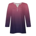 thumbnail image 4 of Womens' Fashion 3/4 Sleeve Plus Size Shirts Tops Casual Printing T-shirt Buttons Blouse V-Neck Casual Tops Gifts for Womens, 4 of 5