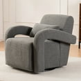 thumbnail image 2 of LoLado Cozy Teddy Fabric Upholstered Armchair, 360° Rotatable Modern Sturdy Lounge Chair with Curved Arms and Thick Cushioning for Living Room Bedroom, Dark Gray, 2 of 12