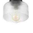 thumbnail image 2 of 1-Light Matte Black Flush Mount Ceiling Light with Ribbed Glass Shade, 2 of 8