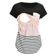 thumbnail image 2 of zttd womens maternity short sleeve crew neck striped printed nursed tops t shirt for breastfeeding blouse, 2 of 4