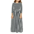 Bjutir Girls Dresses Kids Long Sleeve Striped Prints Princess Dress