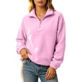 thumbnail image 7 of vdgthytj Sweatshirts for Women Long Sleeve Quarter Zip Lapel Collar Fleece Loose Fitted Fall Winter Warm Casual Pullover Tops(Medium,Pink), 7 of 7