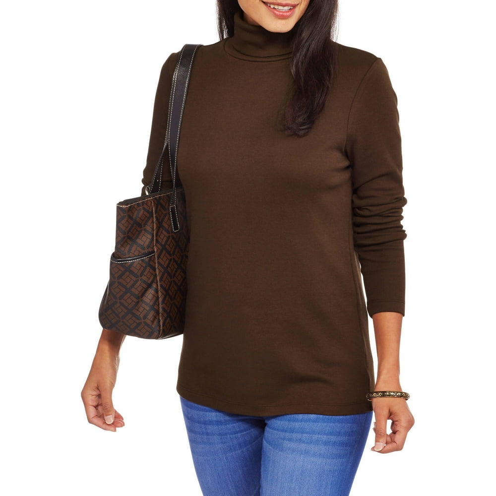 White Stag Women's Basic Long Sleeve Turtleneck TShirt