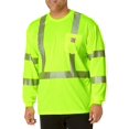 thumbnail image 3 of Carhartt Men's High Visibility Force Long Sleeve Class 3 Tee,Brite Lime,Large, 3 of 4
