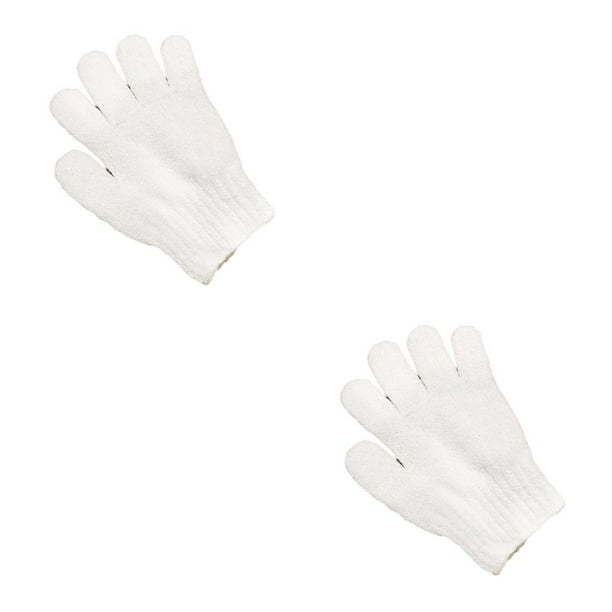 Ounissouiy Bath Glove Bathroom Shower Manual Rub Back Arm Women Hand Men Massage Non-slip Gloves Scrub Elastic Portable Scrubber Blanco 2piezas Ounissouiy CBP270287