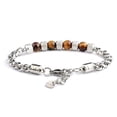 thumbnail image 2 of Stainless Steel Adjustable Chain Link Wristband Tiger Eye Bead Bracelet for Men Women Gift, 2 of 6