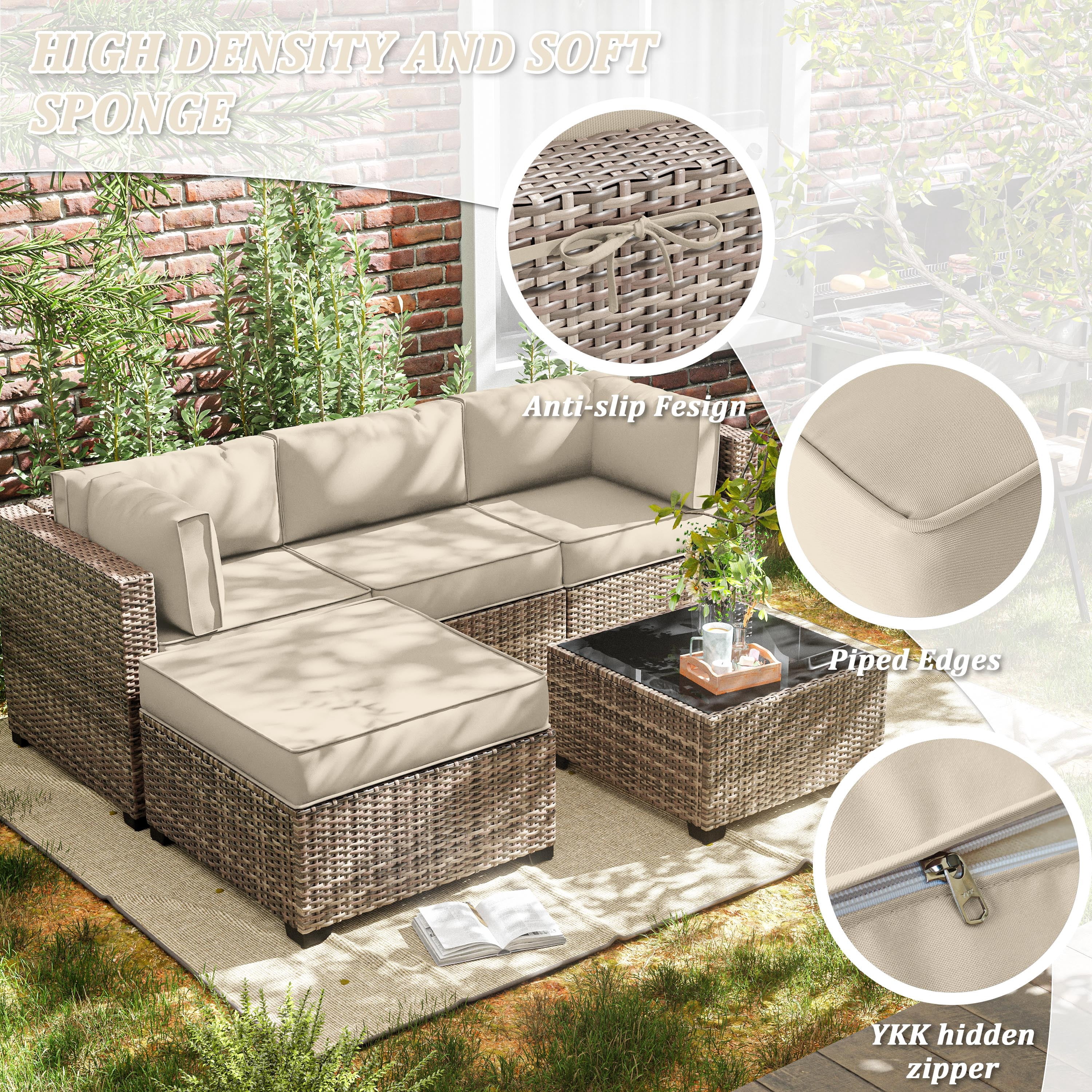 Pakunoda 9Pcs Outdoor Cushion Covers for Patio Furniture, Washable Reusable Outdoor Slipcovers for Cushions Replacement Cover with Zipper for Sofa Couch, Cover Only, Cream