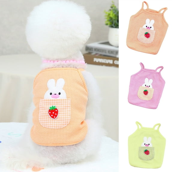 Visland Pet Camisole Sleeveless Breathable Spring Summer Rabbit Pattern Dog Cat Vest Shirt Outfit for Daily Wear