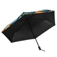 thumbnail image 4 of Fish Scale Pattern with Flowers All Weather Umbrella Triple Folding Parasol 6 Ribs UV Protection Portable, 4 of 8