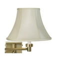 thumbnail image 2 of Barnes and Ivy Modern Swing Arm Wall Lamp with Cord Cover Antique Brass Plug-In Light Fixture Creme Fabric Bell Shade for Bedroom, 2 of 4