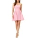thumbnail image 1 of Vestido de mujer Inspire Chic con escote corazón, sin mangas, con cremallera, mini y de corte acampanado, color rosa, talla L, 1 of 6