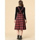 thumbnail image 4 of Falda Midi Con Tirantes Y Tartán A Cuadros Vintage Para Mujer Allegra K Rojo azul L, 4 of 5