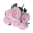 thumbnail image 2 of A Bouquet of 7 Pink Princess Roses,7 Head Rose Artificial Flower Decoration Flower Handle Bouquet Living Room Table Decoration Plastic Flower Decoration, 2 of 7