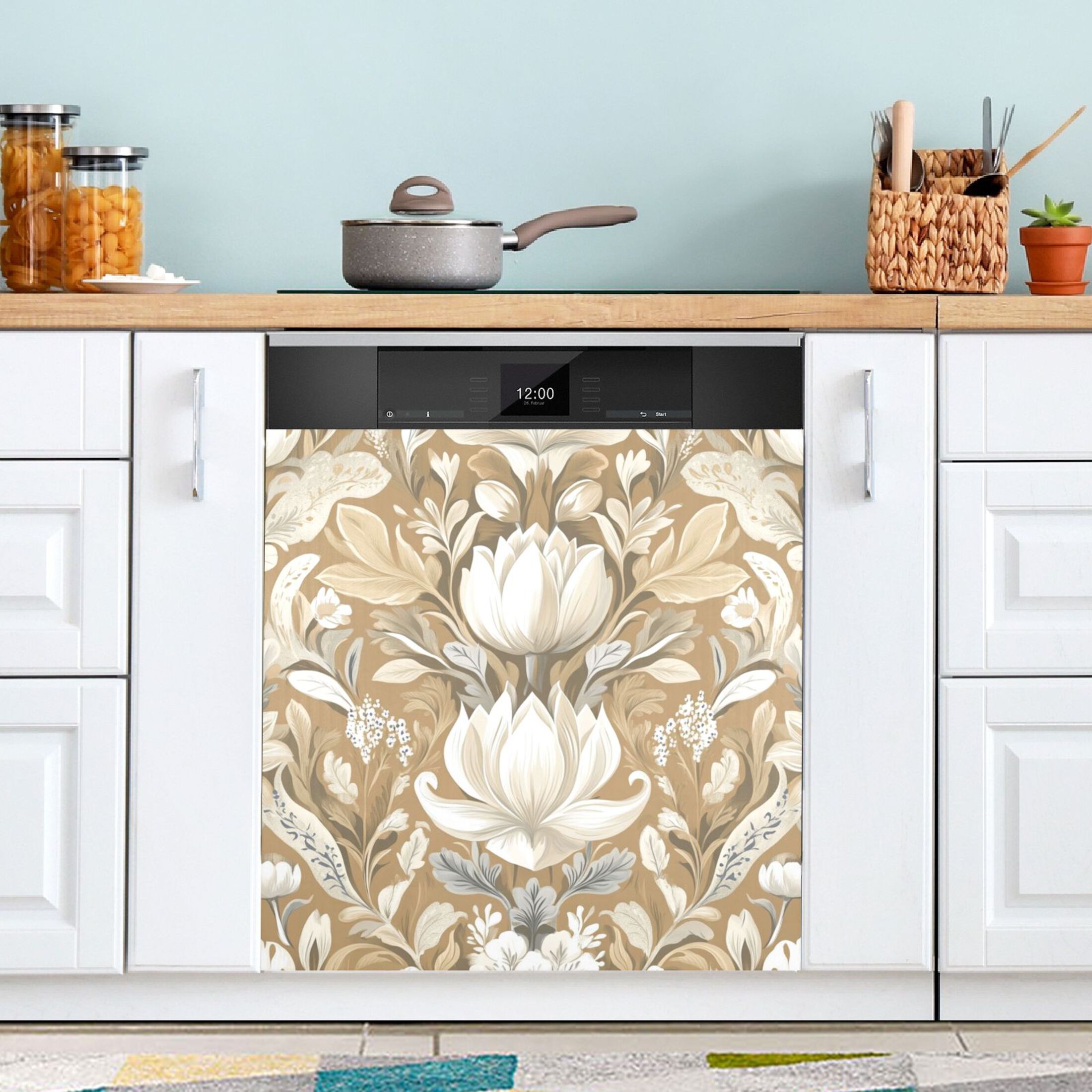 Dishwasher Magnetic Sticker 23x26 Inch Refrigerator Magnetic Sticker Washing Machine Magnetic Sticker Kitchen Panel Magnetic Sticker Home Decor Beautiful Brown Flower