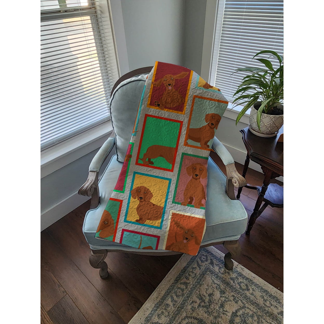 Lots of Red Dachshund Quilted Blanket 50x60