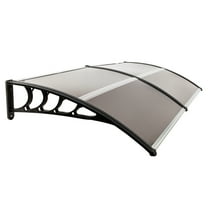 HiiKaa Polycarbonate Window Door Awning Spliced Canopy Brown with Black Bracket 38 in x 80 in