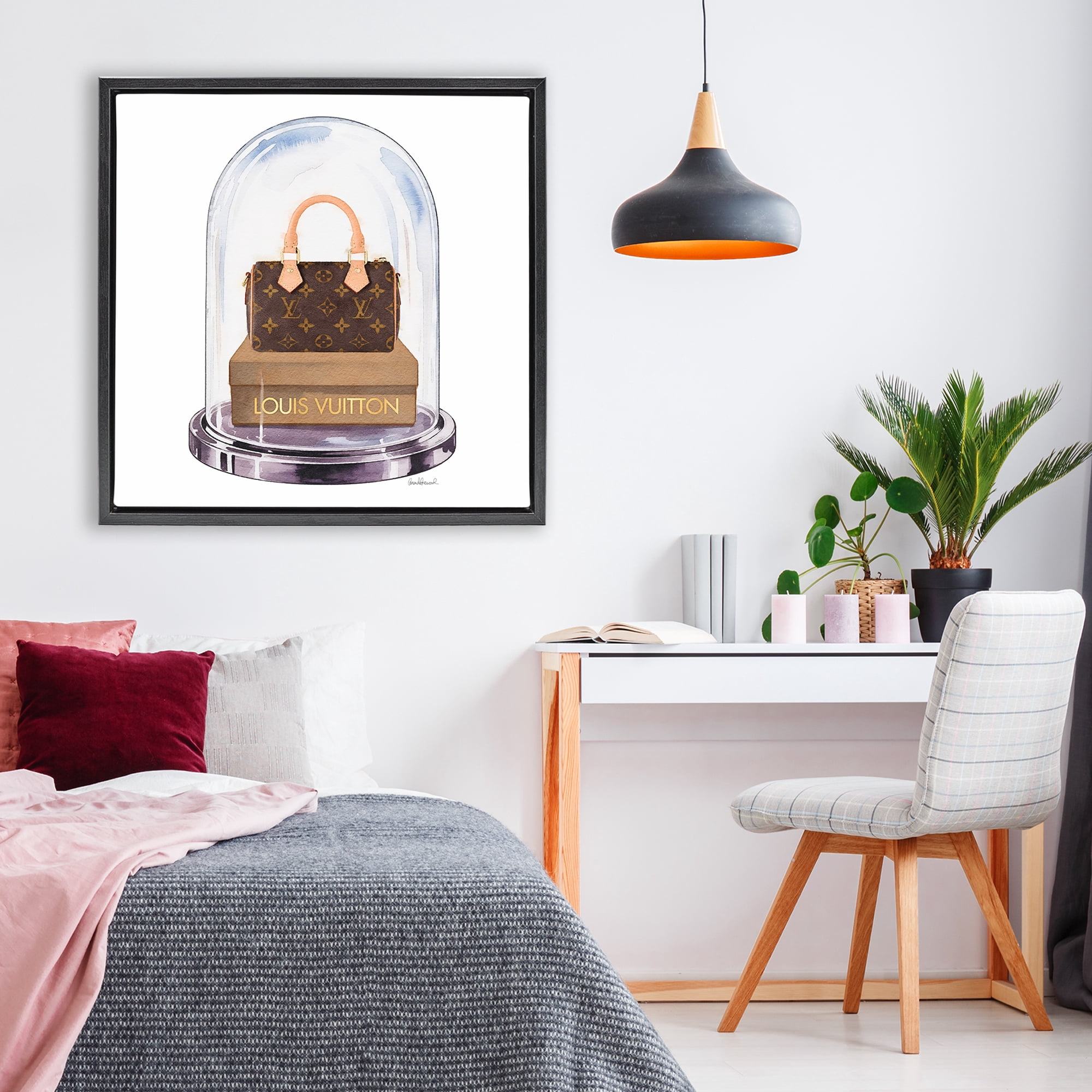 Stupell Industries Glam Purse Bell Jar Black Framed Floater Canvas Wall Art, design by Amanda Greenwood