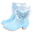 thumbnail image 2 of Winter Boots Toddler Elegant Girls Winter Mid Calf Boots Patchwork Design Warm Lined Lace Closure Stylish Cold Weather Footwear for Toddler Youth Girl Winter Boots Blue 5 Years-5.5 Years, 2 of 6