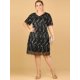 thumbnail image 3 of Vestido Con Lentejuelas Purpurina Brillante Cuello V Cóctel Feista Talla Grande Para Mujer Negro XL Unique Bargains Vestido, 3 of 6
