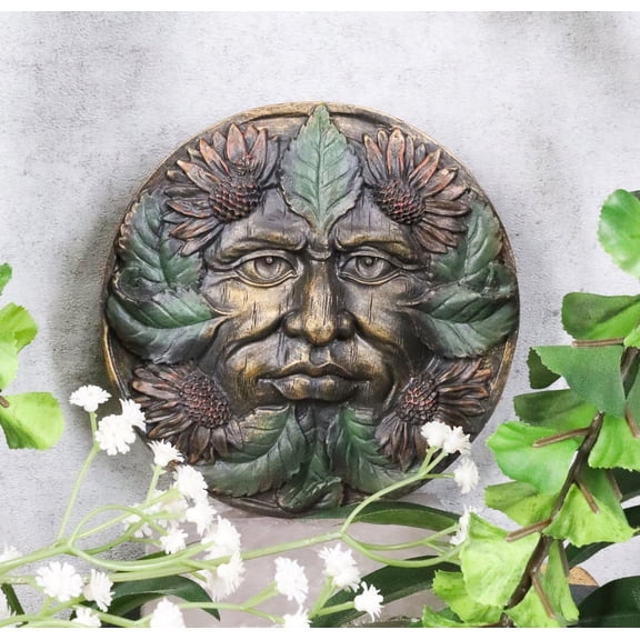 Ebros Summer Season Bronzed Blooming Floral Foliage Celtic Greenman Wall Decor