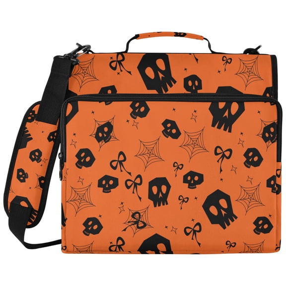 ALAZA Zipper Binder Skull and Bows Web Pattern 2 inch 3 Ring 500 Sheet Capacity Trapper Keeper File Folder Organizer Bag