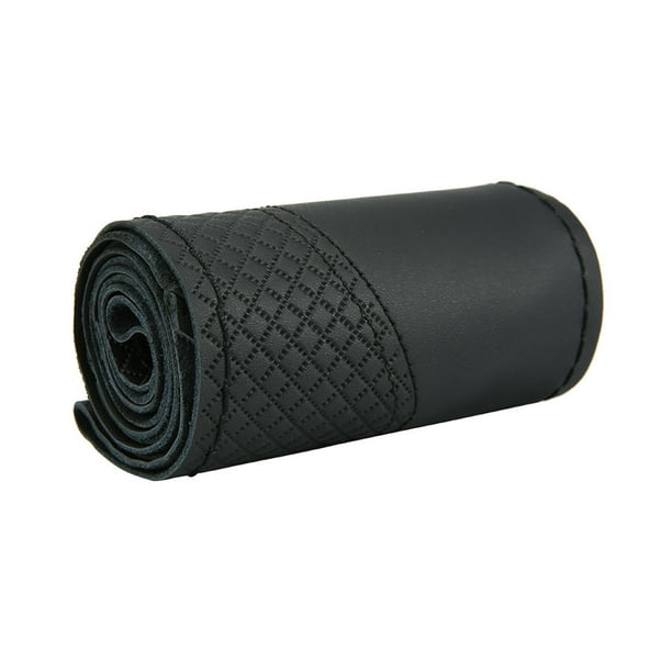 Funda genérica para volante, protector de volante de coche de cuero negro. línea negro