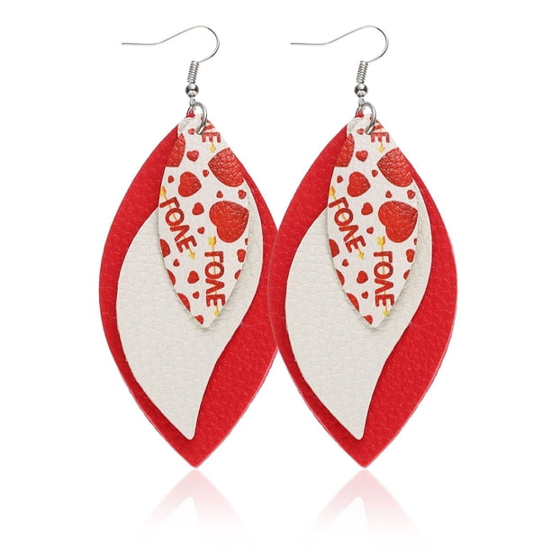 Jumpingount Pendientes con purpurina multicapas de cuero con forma de hoja, colgantes para las orejas, joyería exagerada para el Día de San Valentín, Ropa, zapatos y accesorios Miscelánea tipo 13 Jumpingount AP010057-13