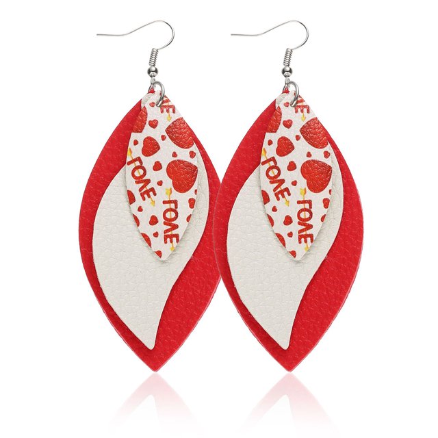 Qarigey Pendientes Brillo Multicapas Cuero Forma de hoja Oreja grande Cuelga Día de San Valentín Elementos de aro Adornos para pendientes Niñas Ropa, zapatos y accesorios Miscelánea tipo 13 Qarigey AP010057-13