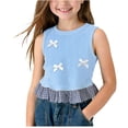thumbnail image 2 of Bovxnpu Girls Tank Tops Undershirts Sleeveless T Shirts Solid Plaid Bow Sleeveless Crew Neck Sweet Girls Summer Tees, 2 of 6