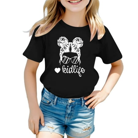 

Kids Girls Cute Graphic Print Round Neck Short Sleeve Tee Summer Casual T Shirt Girl Top Toddler Girls Top Women Tops Girls Workout Too Girls Long Sleeve Blouse Tight Top under Shirts for Toddler