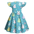 thumbnail image 5 of Girls Bunny Print Dresses Spring Easter Dresses for Girls Size 4-12 Spring Cute Midi Dresses Flutter Sleeve Crew Neck Holiday Dress Kids Tween Girls Clothes, 5 of 5
