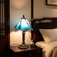 thumbnail image 6 of Fareti Stained Glass Table Lamp, ArtDecorative Bedside Light for Bedroom Living Room, Colorful Vintage Style Nightstand Lamp with Soft Warm Glow, 14.17"x7.87"x4.72", 6 of 7