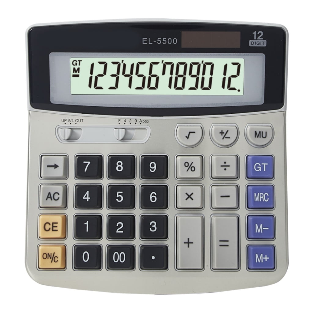 Multifunction Solar Powered Two Power 12 Digit LCD Display Calculator for Office School Home Use