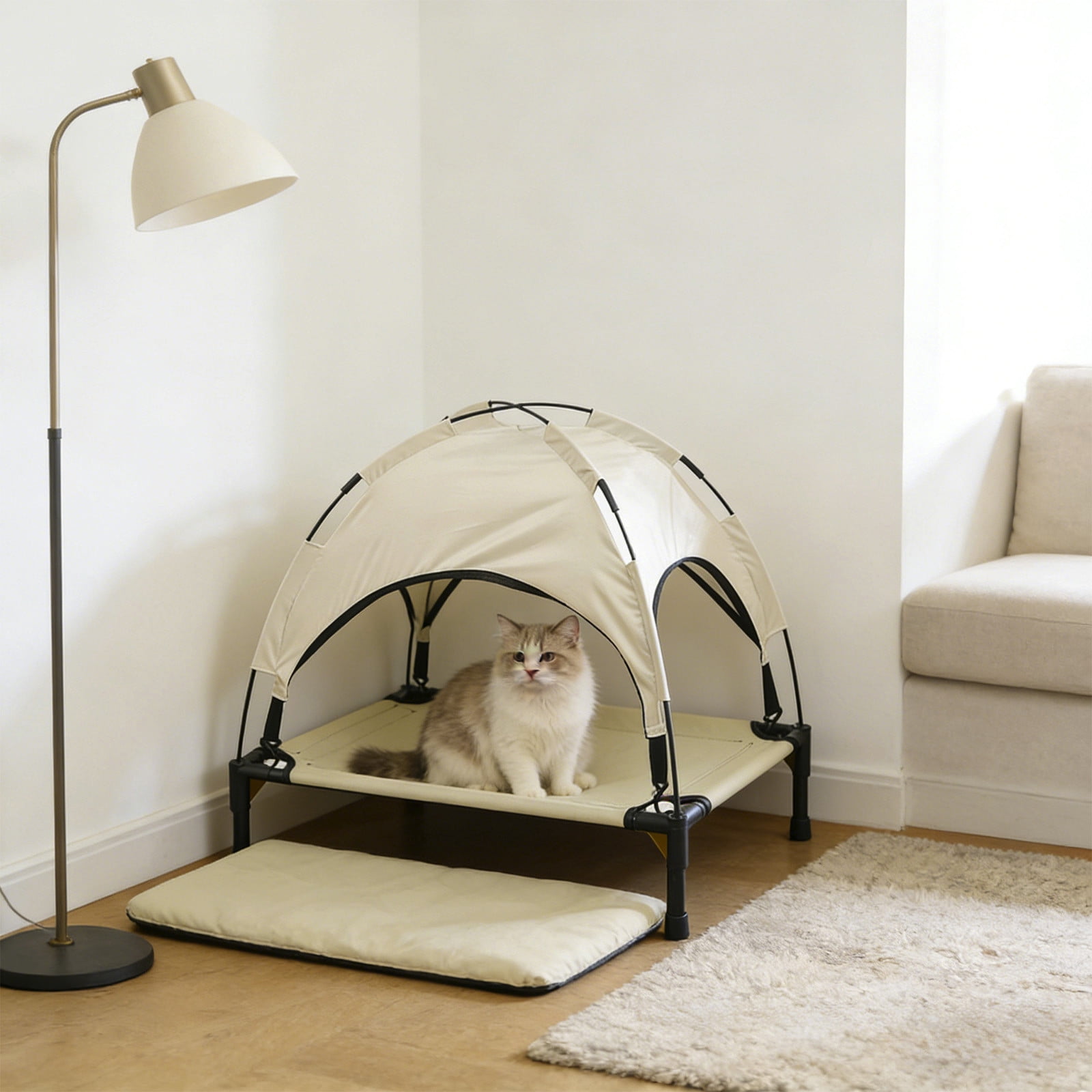 Cheapark Elevated Pet Bed Pet Cot With Canopy Waterproof Breathable Off Ground Sleeping Bed Tent For Indoor Outdoor Pet Use