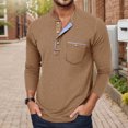thumbnail image 2 of Tisuna Mens Fall T-Shirts Stretch Henley Neck Tops Men Solid Shirts For Workout Gym Size S, 2 of 7