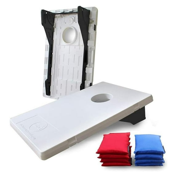 Driveway Games All-Weather Corntoss Set – Portable Regulation Size Indoor or Outdoor Bean Bag Toss Game w/ 2 Plastic Boards, 8 Cornhole Bags & Built-in Storage – Yard, Lawn, Tailgate & Party Fun