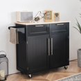 Kitchen Island with Storage Portable Kitchen Cart with Rubber Wood