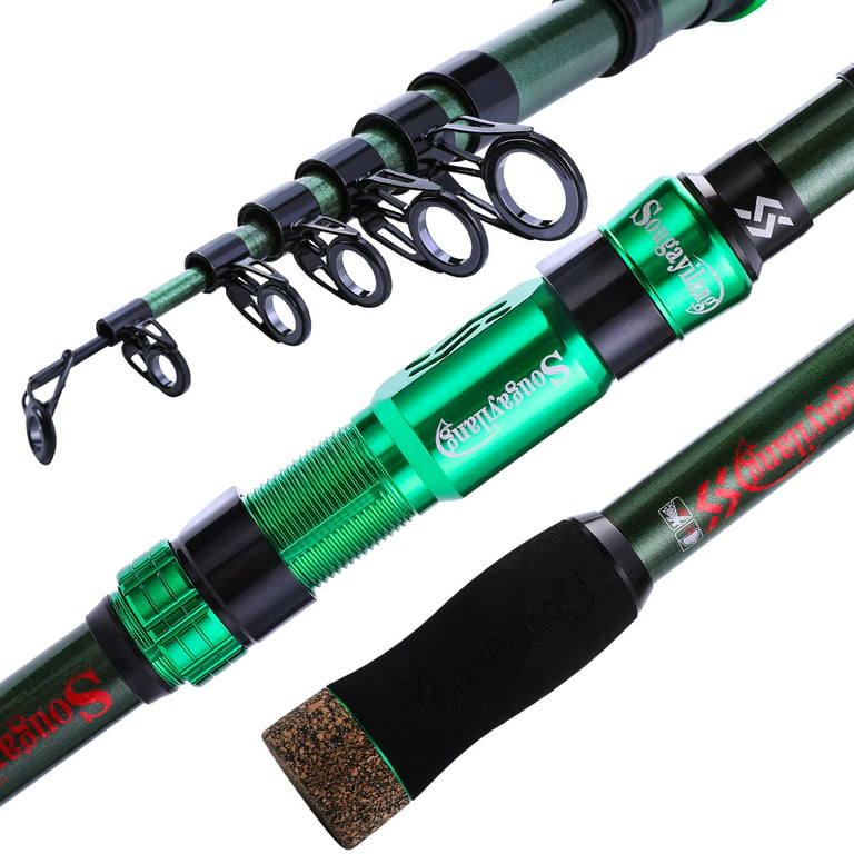 Sougayilang Spinning Telescopic Fishing Rod Carbon Fiber Pole with EVA  Handle and Metal Reel Seat 