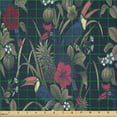 thumbnail image 2 of Ambesonne Hawaiian Fabric by the Yard Microfiber, Birds Leaves Flowers Art, 10 Yards, Dark Salmon Petrol Blue, 2 of 2