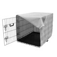 thumbnail image 3 of Damask Grey Dog Crate Cover, Neutral Geometric Pattern with Repetitive Chained Rhombuses as Horizontal Order, Easy to Use Pet Kennel Cover for Dogs, 35" x 23" x 27", Grey White, by Ambesonne, 3 of 6